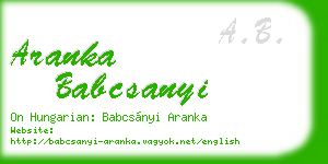 aranka babcsanyi business card