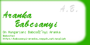 aranka babcsanyi business card